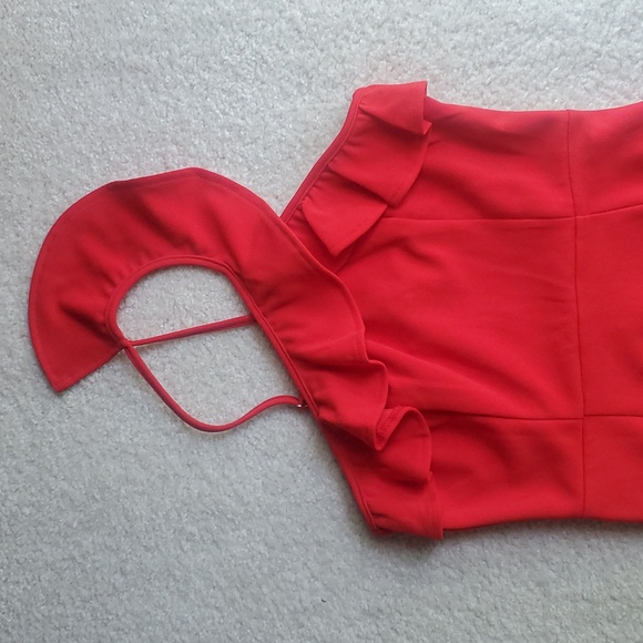 Hello Molly Ruffled One Shoulder Red Mini Dress Size 4 - Picture 6 of 8